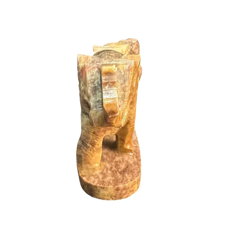 Vintage Indian Solid Carved Soapstone 4 Walking Elephant Incense Holder  6
